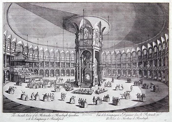 A Ranelagh Gardens-i Rotunda belső nézete a társasággal reggelizés közben, John Stowe "London és Westminster városainak áttekintése" című művéből.