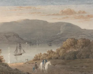 Port Louis a La Petite Montagne-ból (Alkonyat) lovassal és figurákkal az előtérben