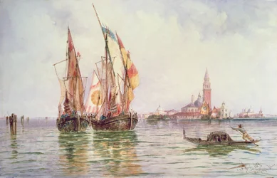 Halászhajók a velencei San Giorgio Maggiore közelében