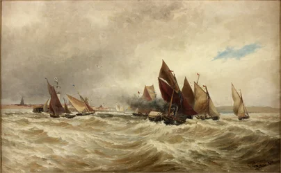Hajók vontatása Calais-ból