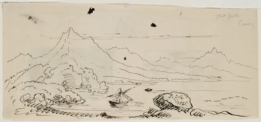 Tájvázlat, 1841 (toll és fekete tinta krémszínű szőtt papíron)