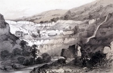 Barlangok kilátása, Ajunta, India, 1844