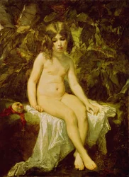Kis fürdőző. Thomas Couture (1815-1879) festménye, olaj, vászon