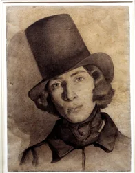Maurice Sand (1823-1889), George Sand fia, 21 éves portréja - Thomas Couture (1815-1879) dátum nélküli rajza - ezt a rajzot sokáig úgy tekintették, mint édesanyját, George Sandot, a Musee de la Vie Romantika, Párizs