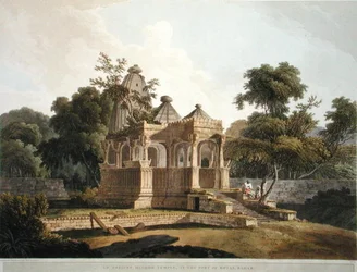 Egy ősi hindu templom a Rotas erődben, Bahar, 12. kép a "Keleti tájképek" című kötetből: Twenty Four Views in Hindoostan", megjelent 1796-ban (színes litográfia).