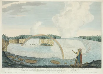 A niagarai nagy szürkehályog keleti képe, J. Fougeron metszet, 1763-68 körül