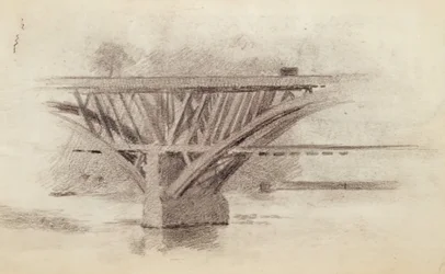 Rajz a Girard Avenue BridgeVerso Egy evező vázlatáról, c. 1871.