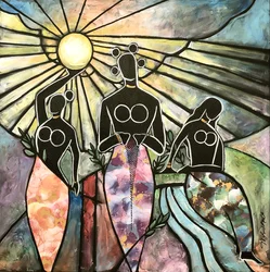 Sun Earth Water, Women of Power and Strength, 2021 (vegyes technika, vászon)