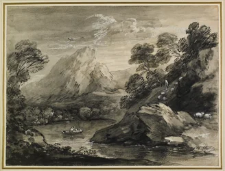 Hegyvidéki Táj csónakkal a tavon, 1777-80