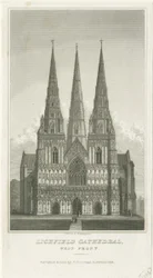 Lichfield katedrális – nyugati front: metszet, nd [c 1833] (nyomtatás)