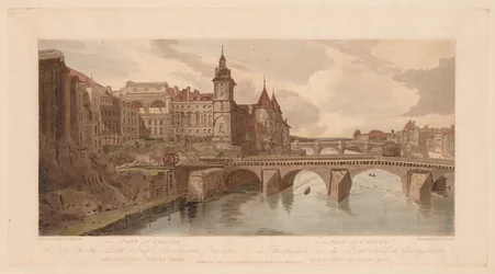 Válogatás a húsz legszebb párizsi kilátásból: a Pont au Change, a Városi Színház, a Pont Neuf, a Conciergerie börtön stb. kilátása a Pont Notre Dame-ból