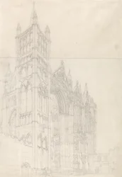 Peterborough-i székesegyház, Huntingdonshire, 1794 körül (grafit két összeillesztett papírlapon)