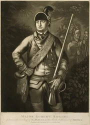 Robert Rogers őrnagy, az indiánok főparancsnoka Amerika hátsó településein, c. 1776 (mezzotinta)