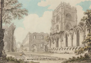 Fountains Abbey, dátum ismeretlen (akvarell, papír)