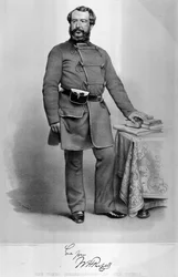 Portré W.H. Russell (1820-1907) A Times Krím-félszigeti tudósítója, autogramjának fakszimiléjével, 1855-ben