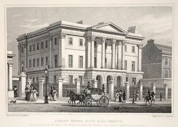 Apsley House, Hyde Park Corner, a „London és környéke a tizenkilencedik században” pubból. Jones und Co., 1827-1829