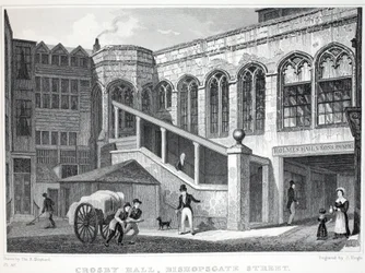 Crosby Hall, a "London és környéke a tizenkilencedik században" pubból. Jones und Co., 1827-1829