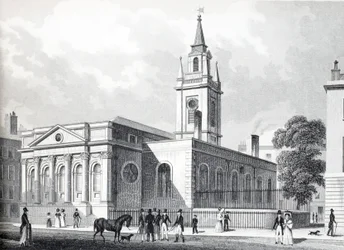 Illusztráció a „London és környéke a tizenkilencedik században” kocsmából. Jones und Co., 1827-1829