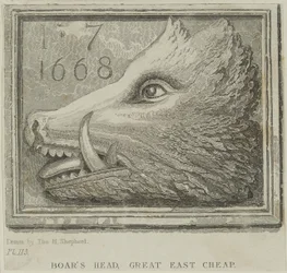 Fogadótábla a Boars Head Tavernből Eastcheapben, 1850 körül