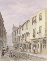 Régi ház a Leather Lane bejáratánál, 1857