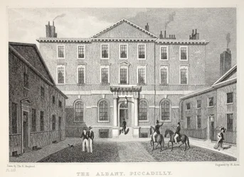 Az Albany, Piccadilly, a „London és környéke a tizenkilencedik században” kocsmából. Jones und Co., 1827-1829