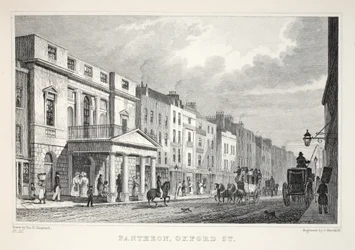 A Pantheon, Oxford Street, a „London és környéke a tizenkilencedik században” kocsmából. Jones und Co., 1827-1829