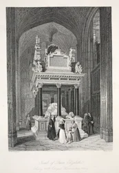 I. Erzsébet királynő síremléke, a „London Interiors with their Costumes and Ceremonies” című kiadványból, kiadta Joseph Mead, London, kb. 1843
