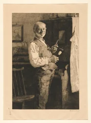 Untitled [Férfi borotválkozásra készül]