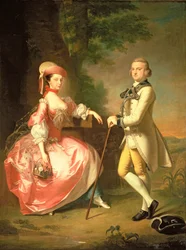 Sir John Pole, az 5. báró és felesége, Elizabeth, 1755