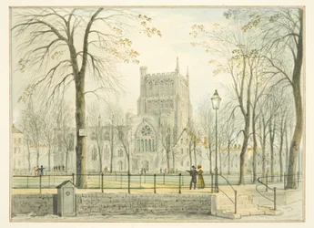 Bristoli katedrális és College Green (akvarell papíron)