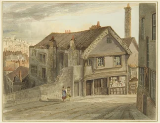 A Castle Mill Street, a Newgate alatt, Robert Adams házával (akvarell papíron)