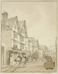 Temple Street, északra néz (ceruza és akvarell papíron)