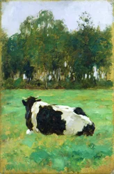 Tehén a réten (olaj, karton)