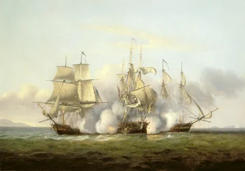 A HMS Gore akcióban a francia „Palinure” és „Pilade” brigákkal (lásd még: 197354)