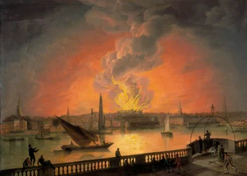 „A Drury Lane Színház égése a Westminster Bridge-ről”, 1809