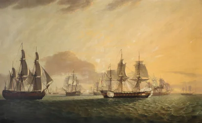 A "General Goddard" holland kelet-indiai hajókat foglyul ejtő hajó, 18. század vége - 19. század eleje (olaj, vászon)