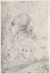 Tanulmányok a fejekről verso, c. 1820-as évek.