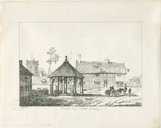 Abbots Bromley – Tudor Market Cross and House: toll- és tusrajz