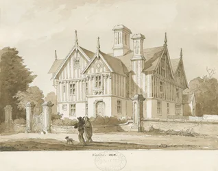 Eccleshall – Biana Hall: szépia rajz, 1838