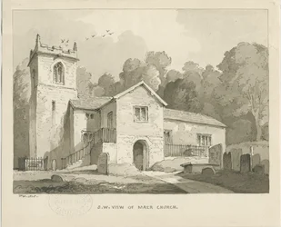 Maer templom: szépia mosás rajz, 1838