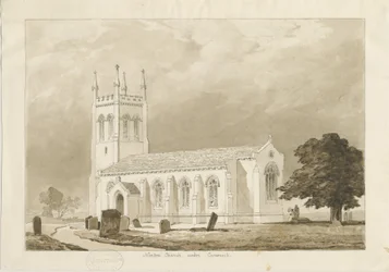 Norton Canes Church: szépia mosás rajz