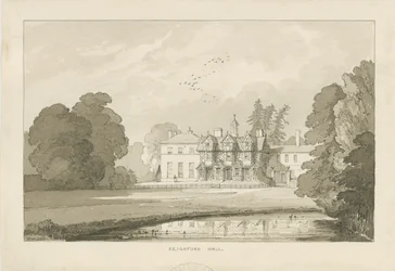 Seighford Hall: szepia wash rajz