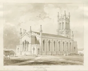 Shelton Church: szépia mosás rajz