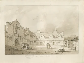 Stafford – Alms Houses: szépia rajz, nd [1837] (rajz)