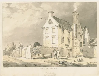 Wednesfield - "Old Hall": szépia, toll és színárnyalat rajz, 1837