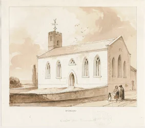 Wilnecote templom: szépia mosás rajz