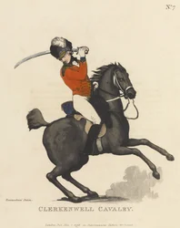 Clerkenwell Cavalry, 1799 körül (színes akvatinta)