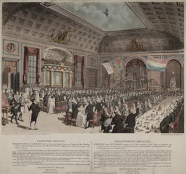 Vacsora Hollandia Franciaországtól való felszabadulása alkalmából, City of London Tavern, Bishopsgate, 1814 (akvatinta)
