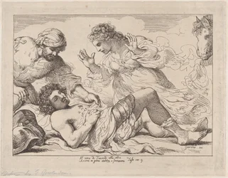 Erminia felfedezi a megsebesült Tancredot Tassóból, Jeruzsálem felszabadítása, kb. 1790., kb. 1790.