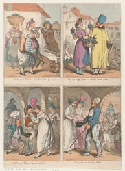 Négy jelenet a Cries of London sorozatból: Itt a krumplid..., Buy my Moss..., 1801. augusztus 1..